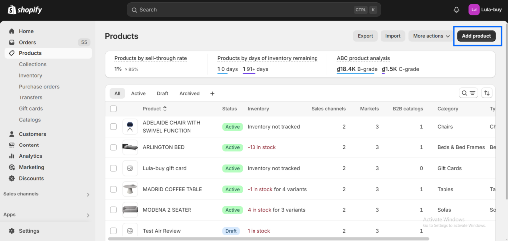 Add a New Product Shopify